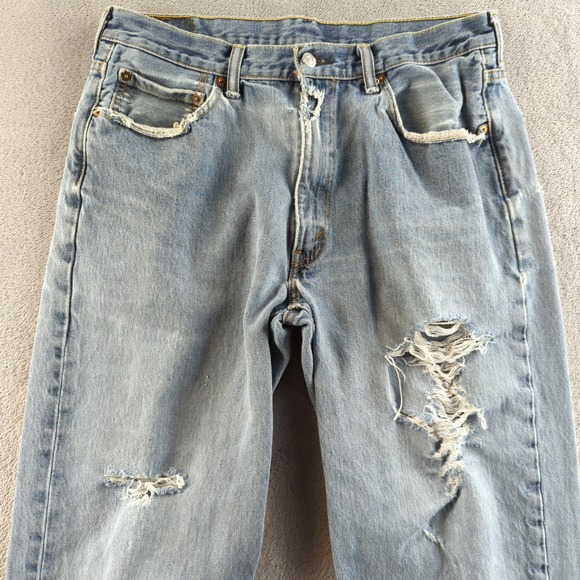 Levis 550 Jeans Mens 36x30* Blue Light Wash Ripped Grunge Baggy Punk Skater - Picture 2 of 12
